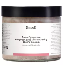 Trawa Cytrynowa. Energetyzujący cukrowy peeling do ciała z różową solą himalajską – naturalny kosmetyk | Sklep Iossi