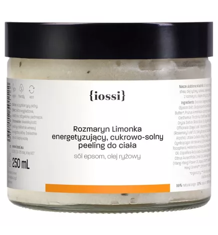 Rozmaryn Limonka. Odświeżający cukrowy peeling do ciała z olejem ryżowym – naturalny kosmetyk | Sklep Iossi