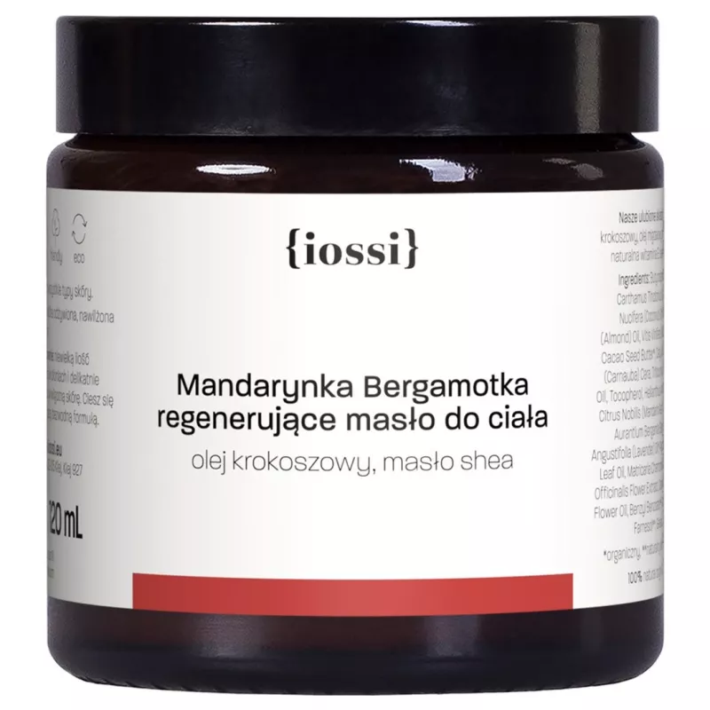 Mandarynka Bergamotka. Regenerujące masło do ciała z olejem krokoszowym i masłem shea – naturalny kosmetyk | Sklep Iossi
