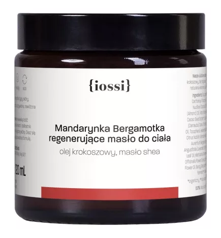 Mandarynka Bergamotka. Regenerujące masło do ciała z olejem krokoszowym i masłem shea – naturalny kosmetyk | Sklep Iossi