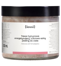 Trawa Cytrynowa. Energetyzujący cukrowy peeling do ciała z różową solą himalajską – naturalny kosmetyk | Sklep Iossi