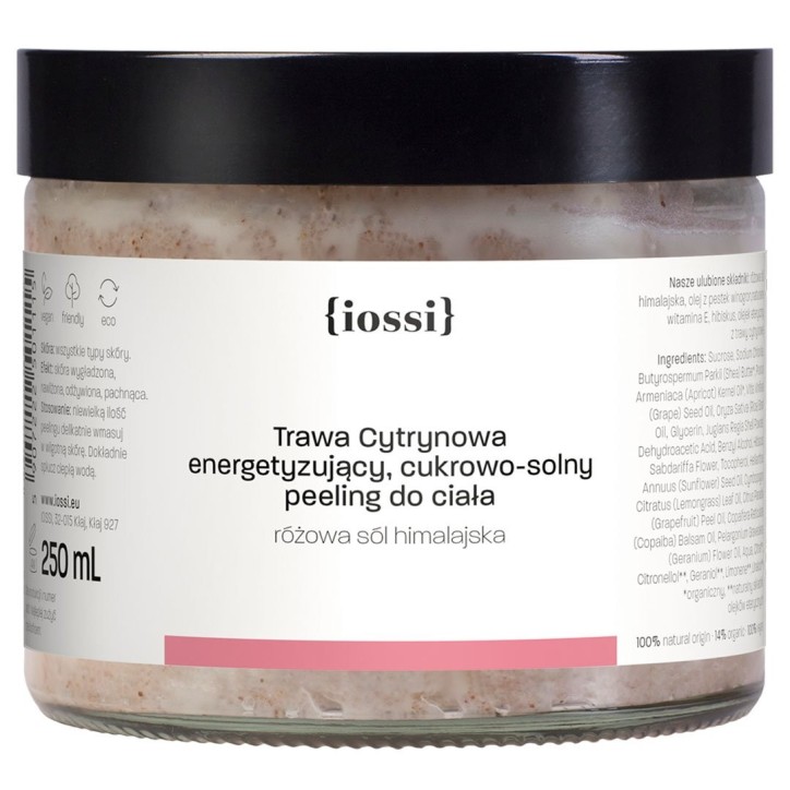 Trawa Cytrynowa. Energetyzujący cukrowy peeling do ciała z różową solą himalajską Trawa Cytrynowa. Energetyzujący cukrowy peeling do ciała z różową solą himalajską