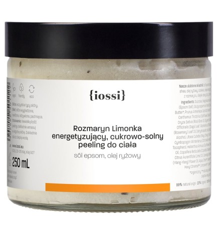 Rozmaryn Limonka. Odświeżający cukrowy peeling do ciała z olejem ryżowym – naturalny kosmetyk | Sklep Iossi