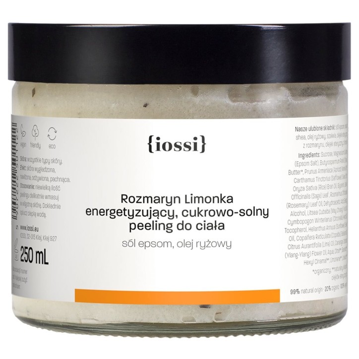 Rozmaryn Limonka. Odświeżający cukrowy peeling do ciała z olejem ryżowym Rozmaryn Limonka. Odświeżający cukrowy peeling do ciała z olejem ryżowym