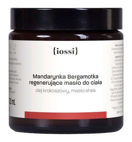 Mandarynka Bergamotka. Regenerujące masło do ciała z olejem krokoszowym i masłem shea – naturalny kosmetyk | Sklep Iossi